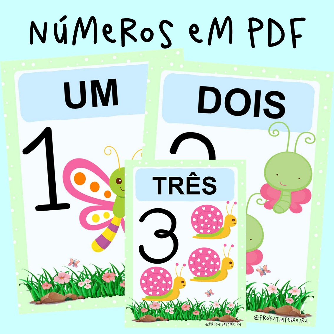 Cartazes números para imprimir em PDF Bichinhos de Jardim