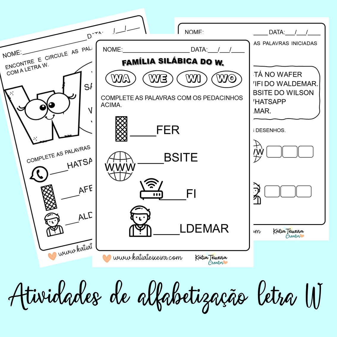 Atividades de alfabetização letra W em PDF