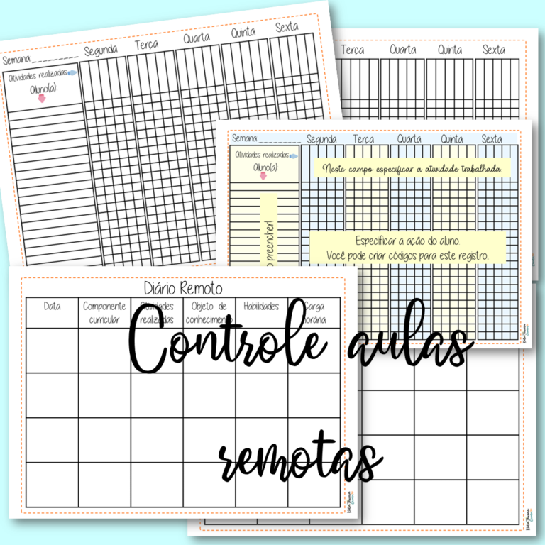 Fichas de controle para aulas remotas