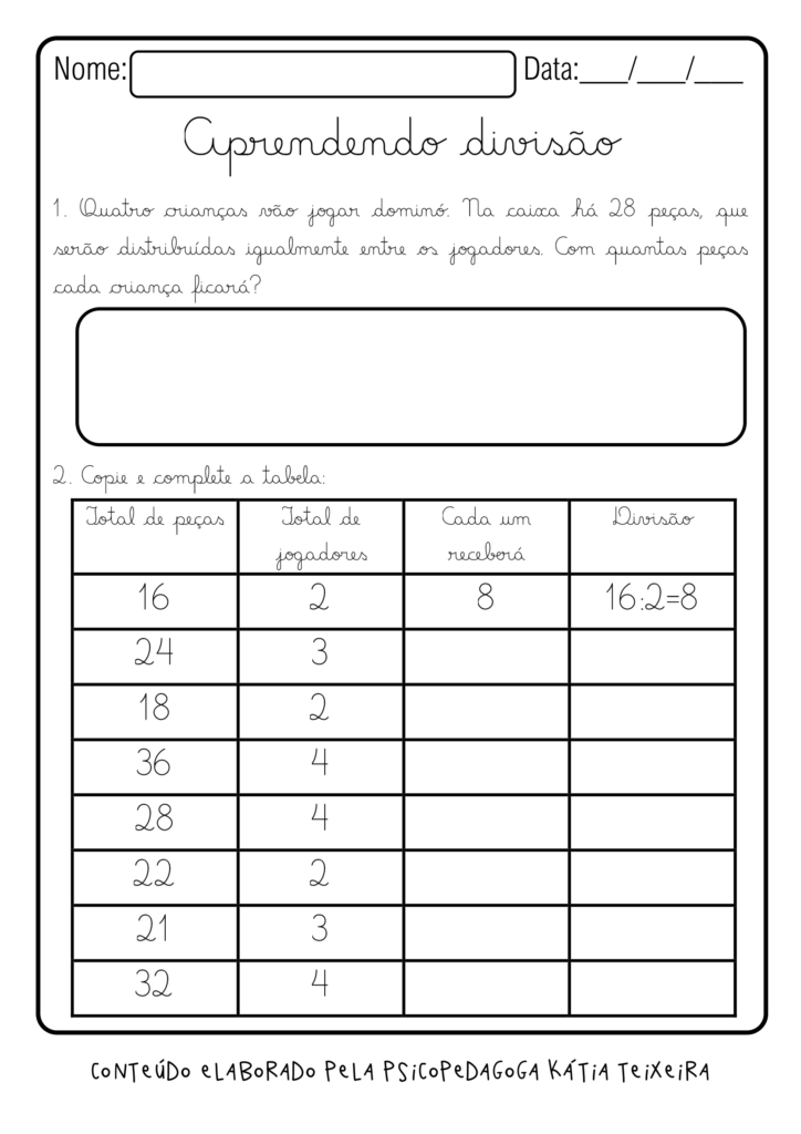 Divisão 3º ano - Loja das Profs