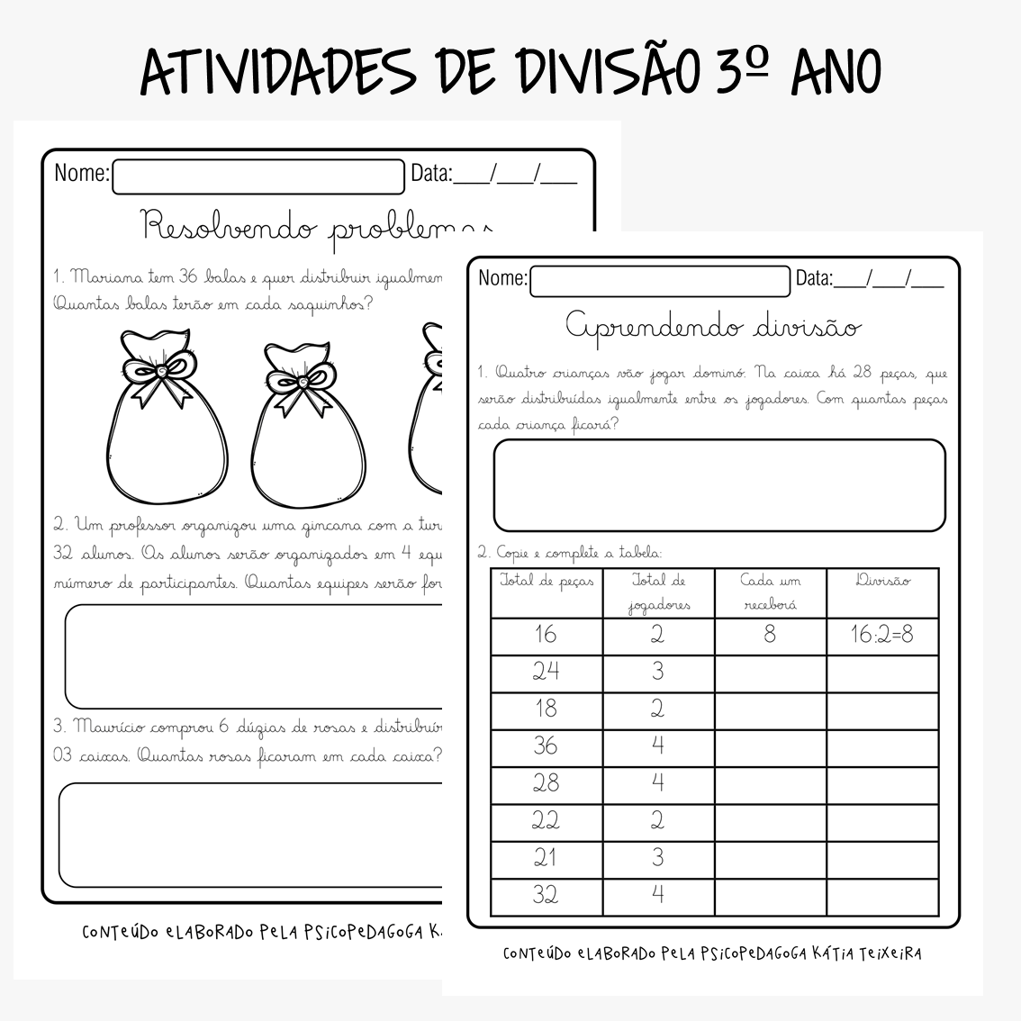 ATIVIDADES DE MATEMÁTICA PARA O 3º ANO