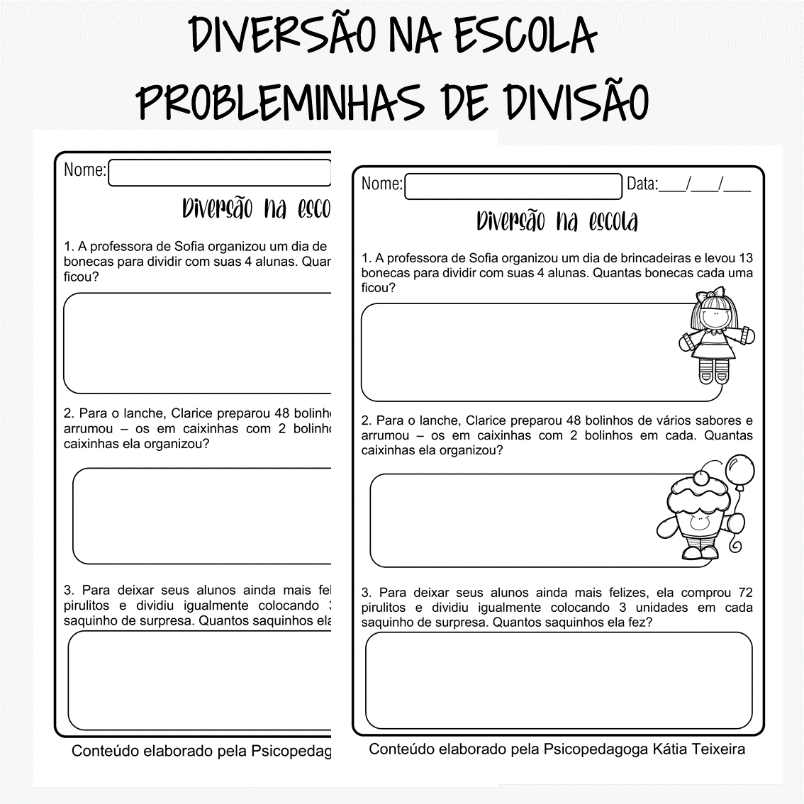 Atividades de divisão 3º ano Probleminhas