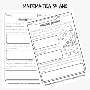 Atividade de matemática 3º ano: Divisão para imprimir