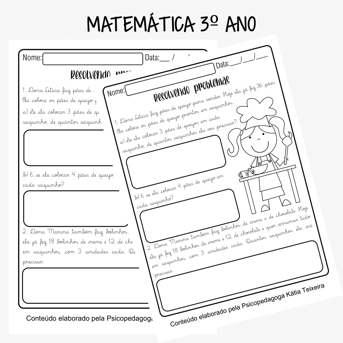 Atividade de matemática 3º ano: Divisão para imprimir