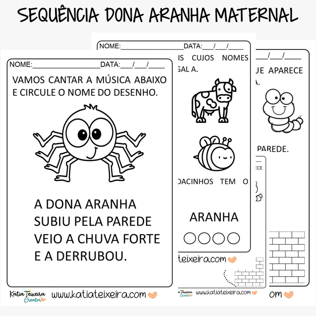 Jogo educativo Dona Aranha para baixar e imprimir grátis