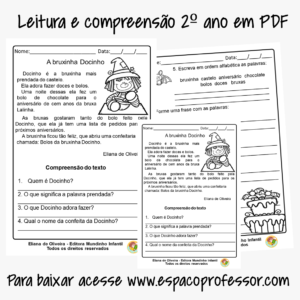 Atividades de alfabetização 2º ano com pequeno texto em PDF