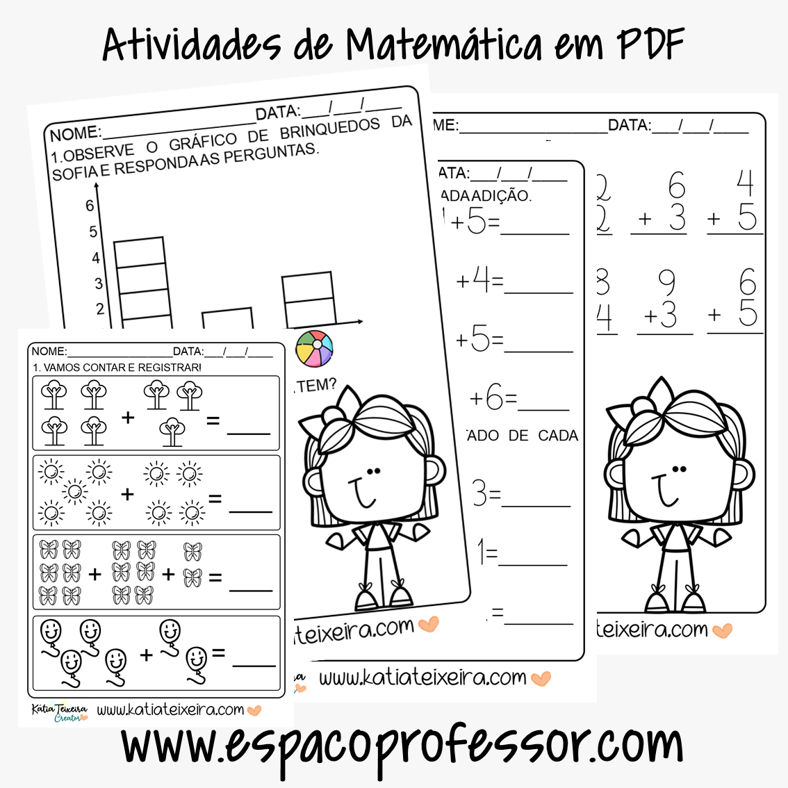 Atividades de matemática 1º ano – gráfico, adição e subtração em PDF