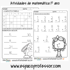 Atividades de Matemática 1º ano: adição, sequência numérica