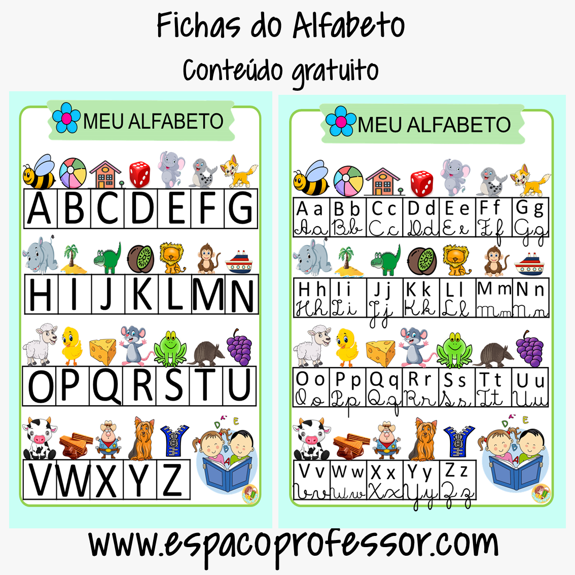 Fichas de leitura com todas as letras do alfabeto