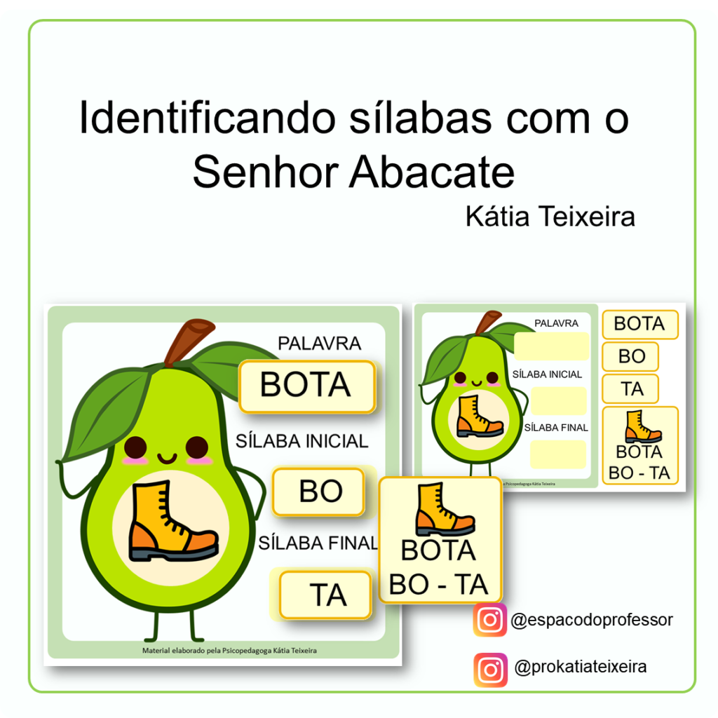 Identificando sílabas com o Senhor Abacate em PDF para baixar