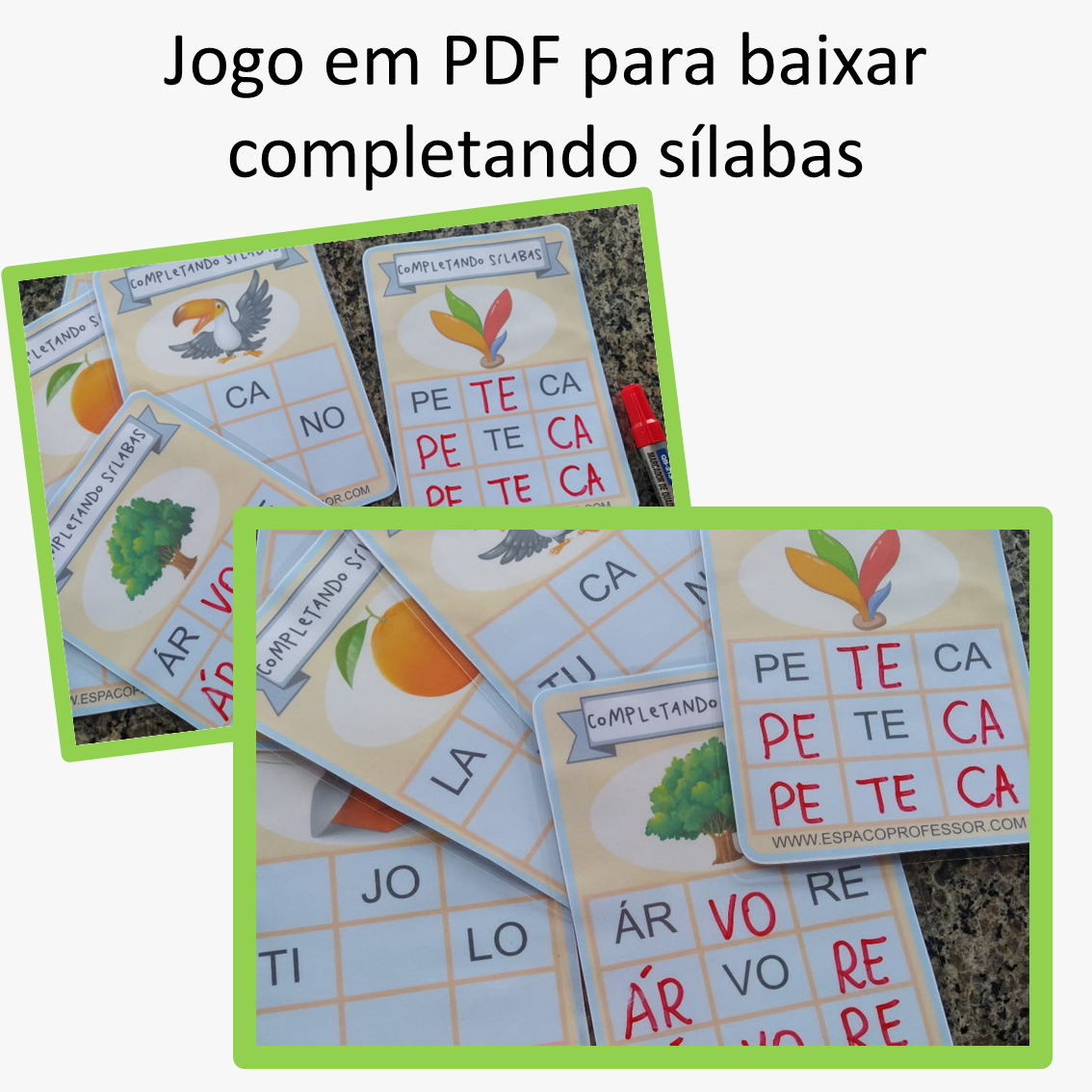 02 Jogos em PDF para baixar - Atividades sílabas