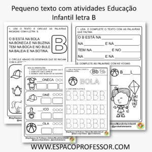 Pequeno texto com atividades Educação Infantil letra B