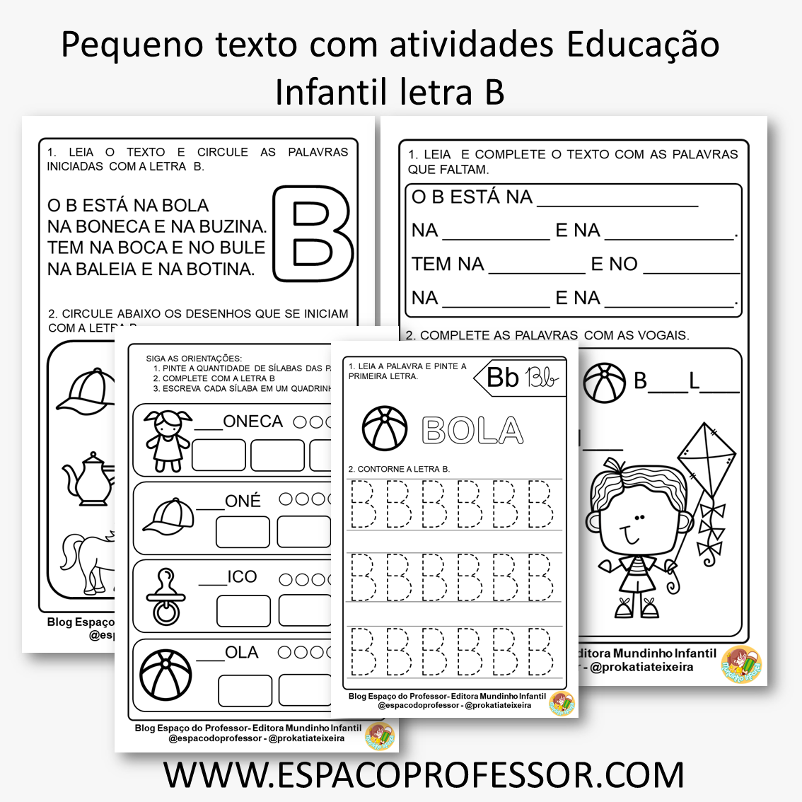 Pequeno texto com atividades Educação Infantil letra B