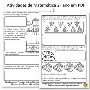 Atividade de matemática PDF 2º ano probleminhas