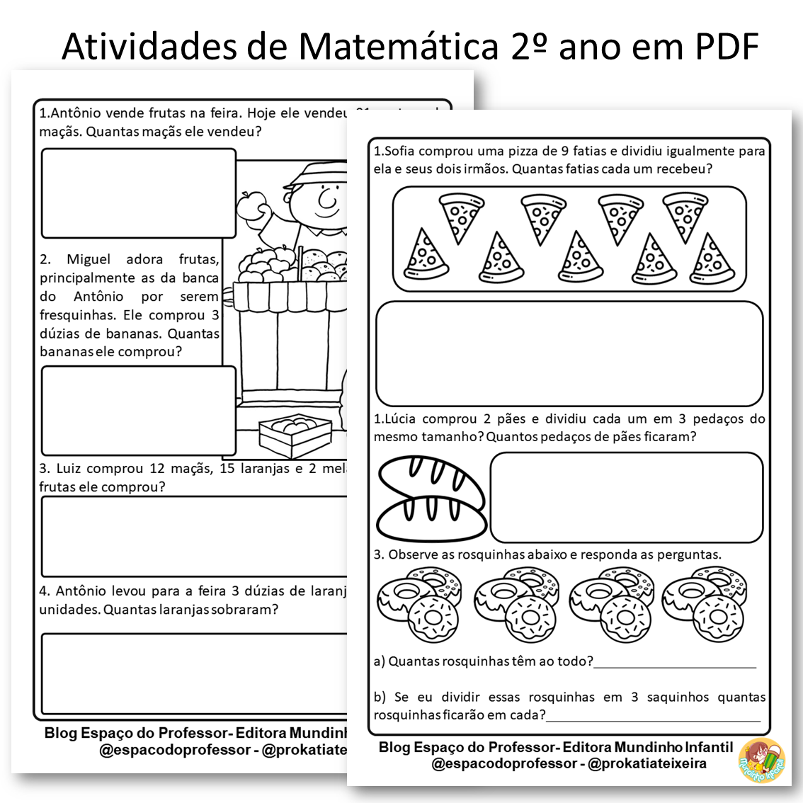 Atividade de matemática PDF 2º ano probleminhas