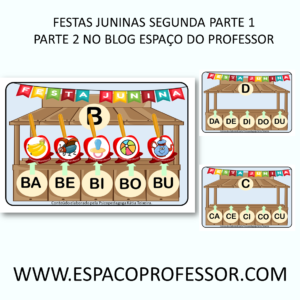 Jogo de alfabetização sílabas festas juninas parte 1