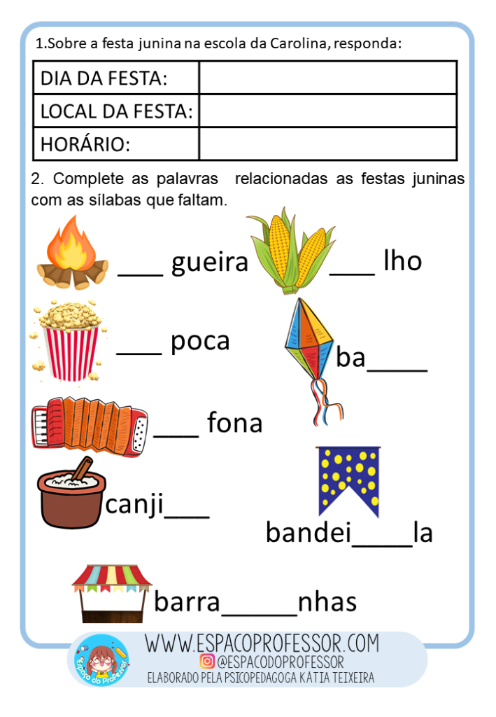 Atividades texto com interpretação festas juninas 2º ano PDF