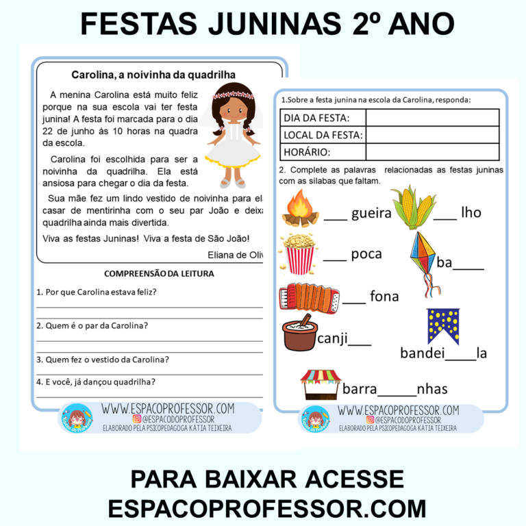 Atividades texto com interpretação festas juninas 2º ano PDF