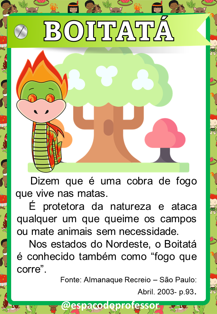 Lenda Boitatá atividade do aluno + cartaz para o professor