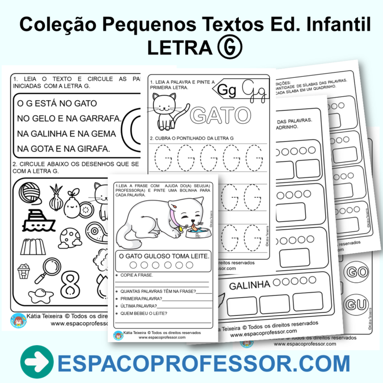 Pequeno texto com atividades Educação Infantil letra G