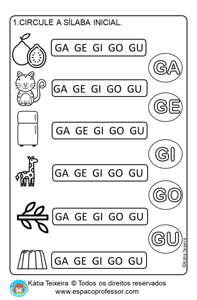 Pequeno texto com atividades Educação Infantil letra G PDF