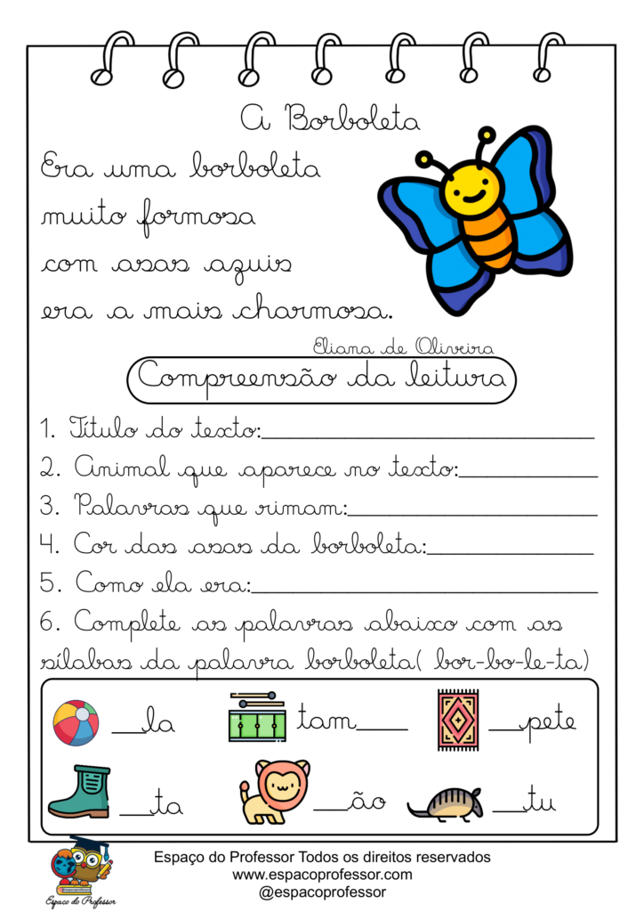 Pequenos textos com atividades letra cursiva em PDF