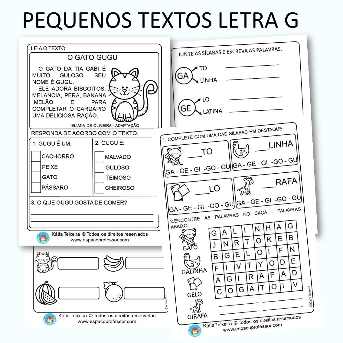 Atividades de Alfabetização com Pequeno Texto em PDF letra G