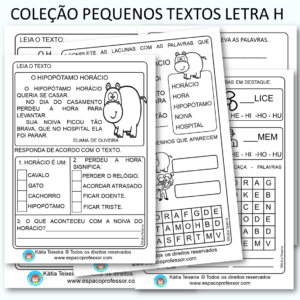 Atividades De Alfabetização Com Pequeno Texto Em PDF Letra H