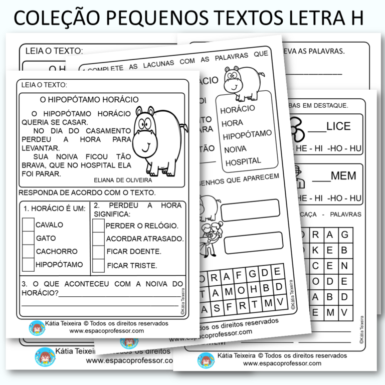 Atividades De Alfabetização Com Pequeno Texto Em PDF Letra H
