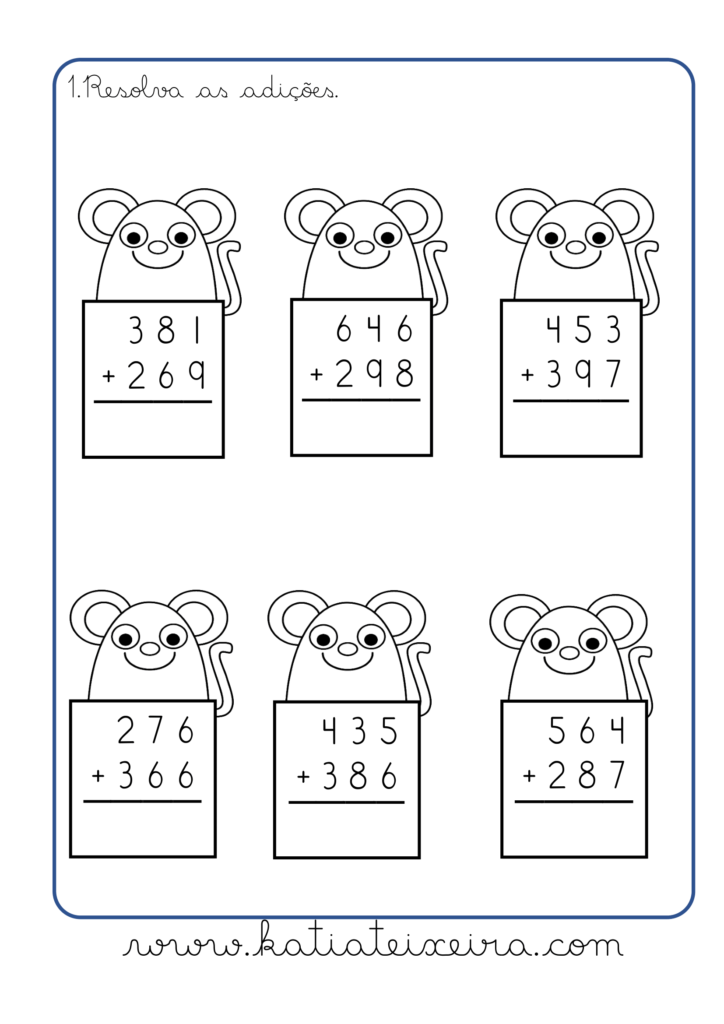 Atividades de adição e subtração 3º ano para imprimir