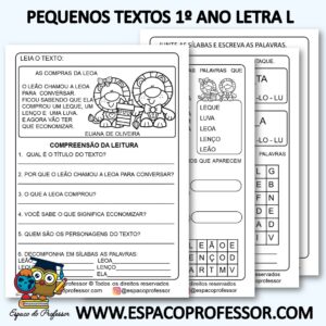 Atividades De Alfabetização Com Pequeno Texto Em PDF Letra L