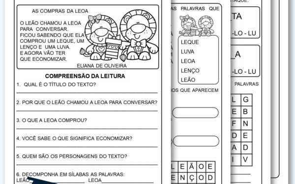 Atividades De Alfabetização Com Pequeno Texto Em PDF Letra L