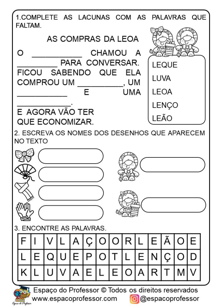 Atividades De Alfabetização Com Pequeno Texto Em PDF Letra L