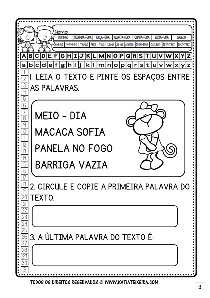 Parlenda meio-dia worksheet