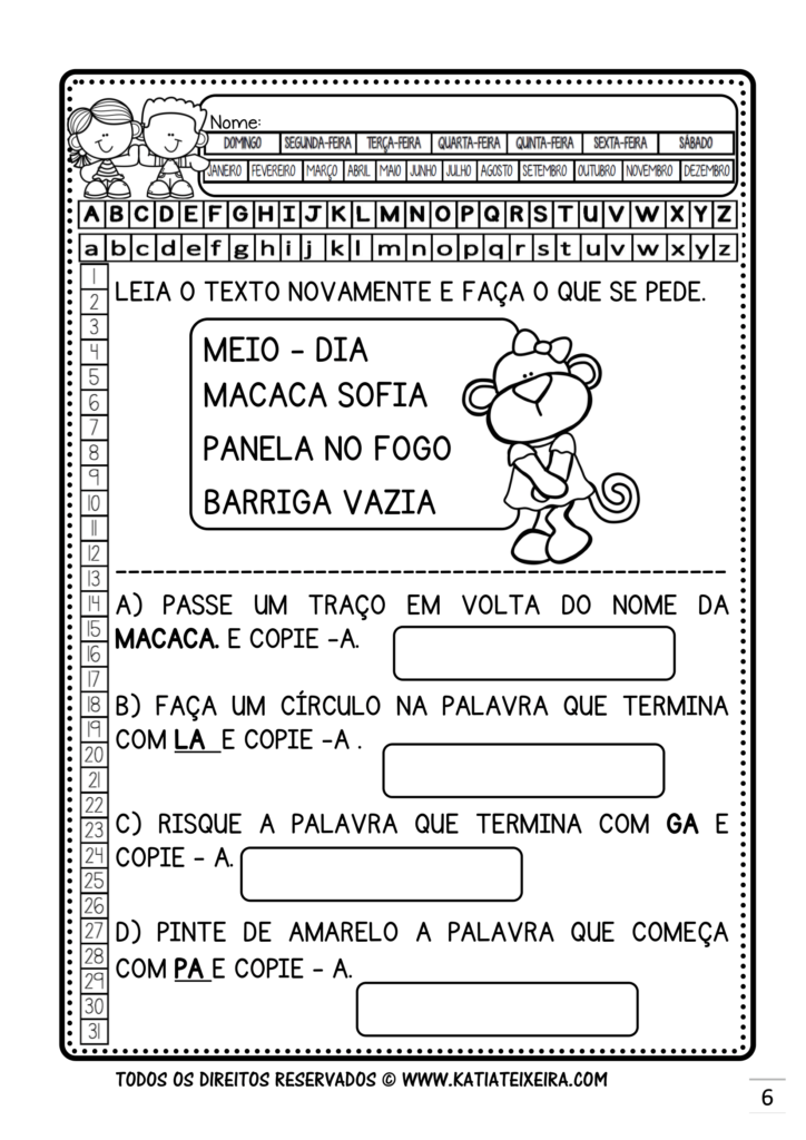 Parlenda meio-dia worksheet