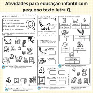 Atividades para educação infantil com pequeno texto letra Q