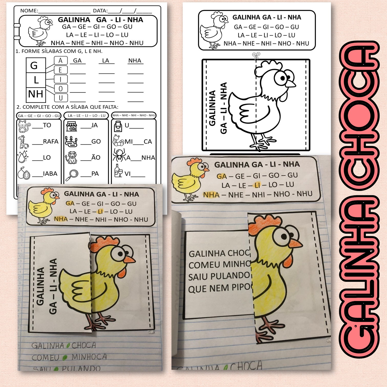 Atividades de alfabetização: parlenda galinha choca
