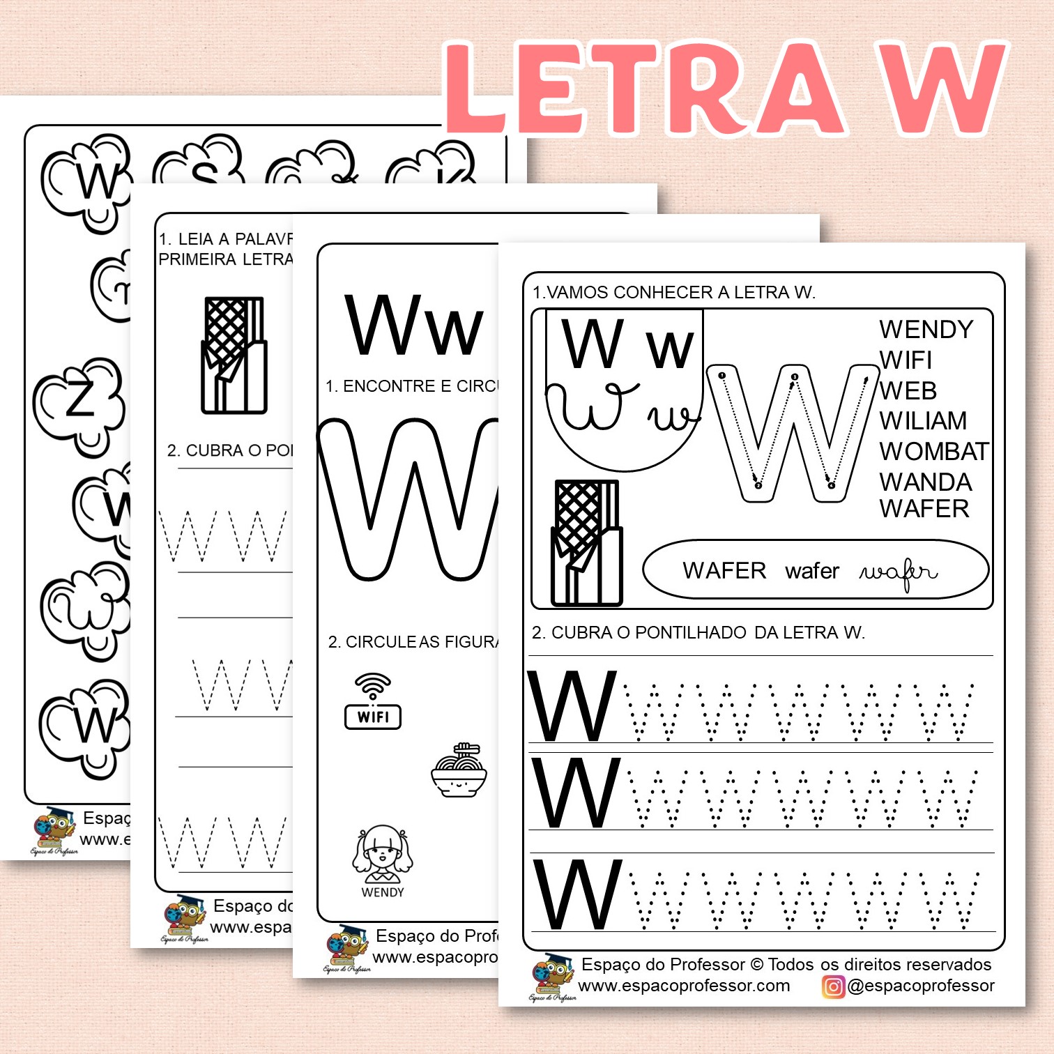 Atividades para educação infantil: atividade letra W