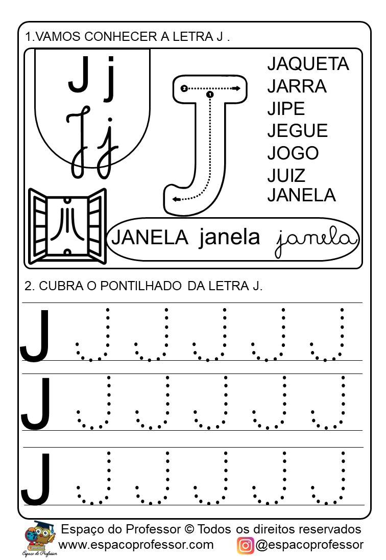 Atividades para educação infantil: atividade letra J