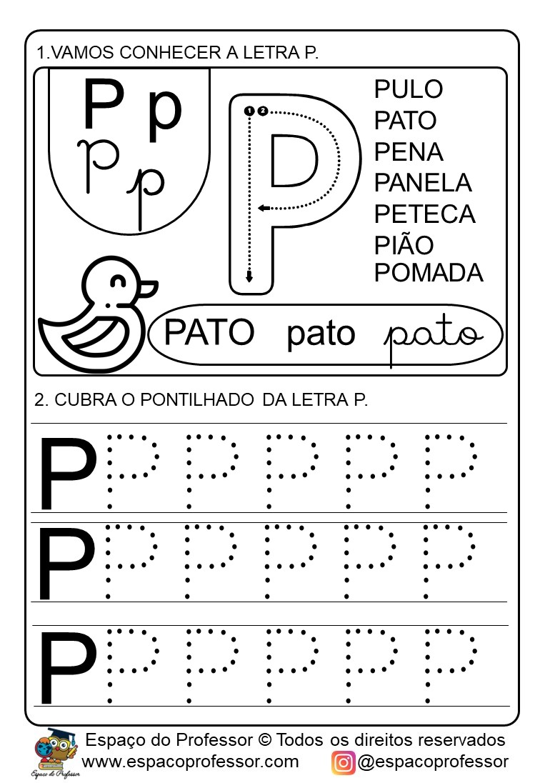 Atividades para educação infantil: atividade letra P