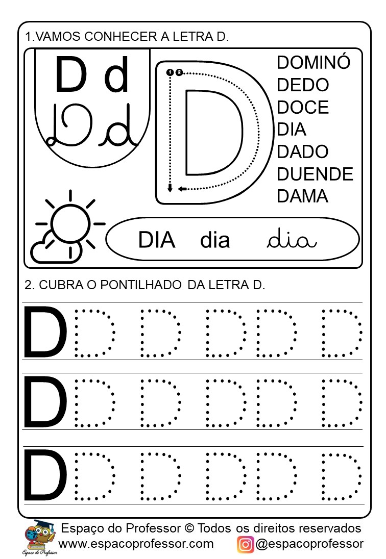 Atividades para educação infantil: atividade letra D