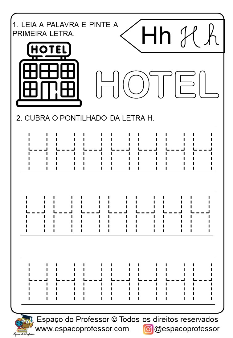 Atividades para educação infantil: atividade letra H