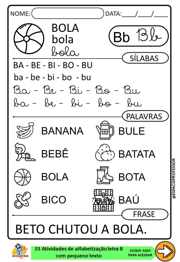 04 Atividades de Alfabetização para trabalhar a letra B