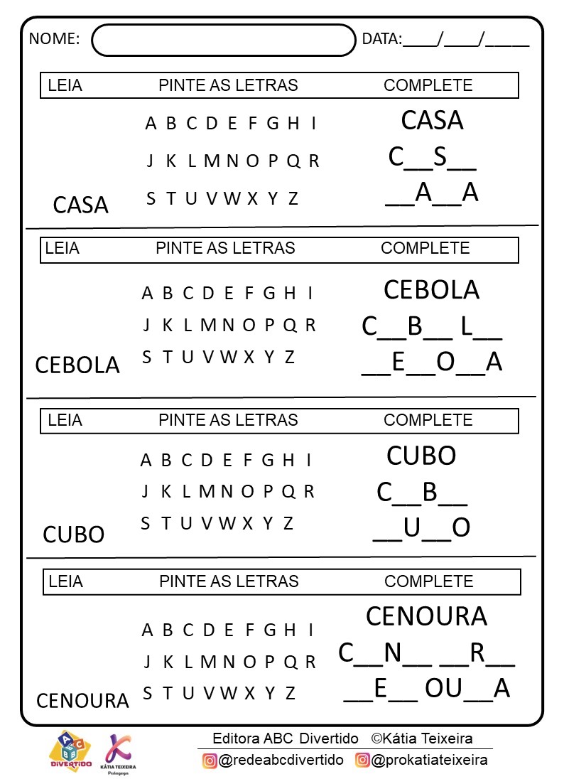 78 Atividades todas as letras para a educação infantil em PDF Grátis