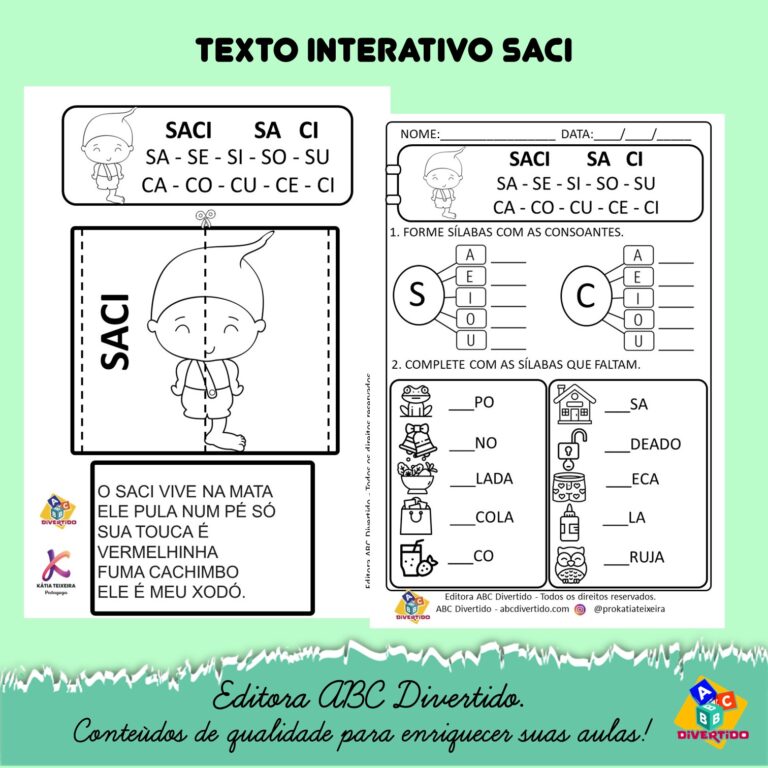 Texto interativo com atividades SACI