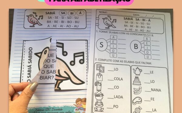 Atividades para alfabetização com pequenos textos Sabiá Sabido