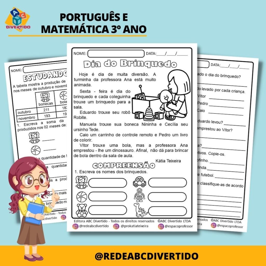 Atividades de português e matemática 3º ano