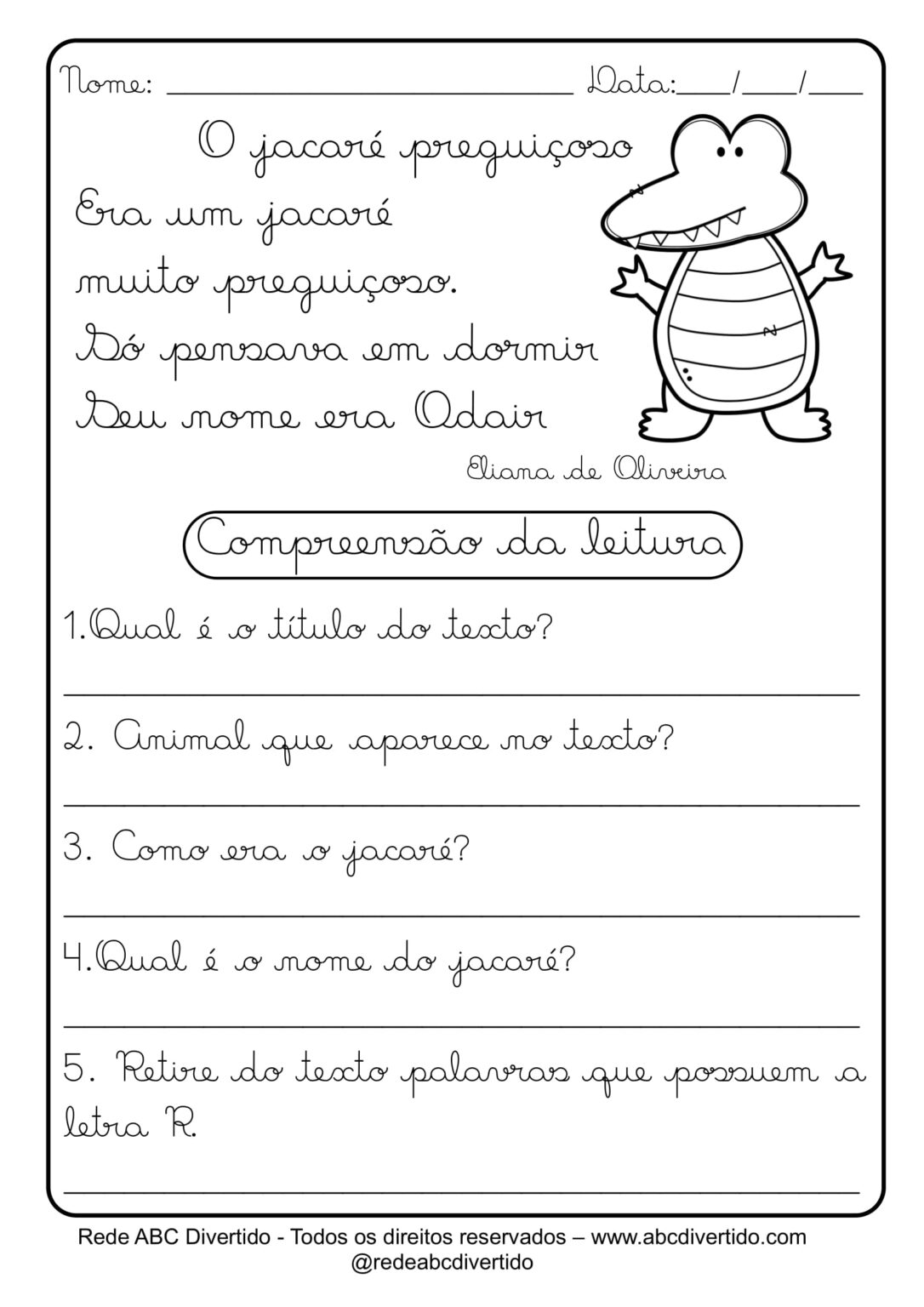 Leiturinha com atividades para alfabetização