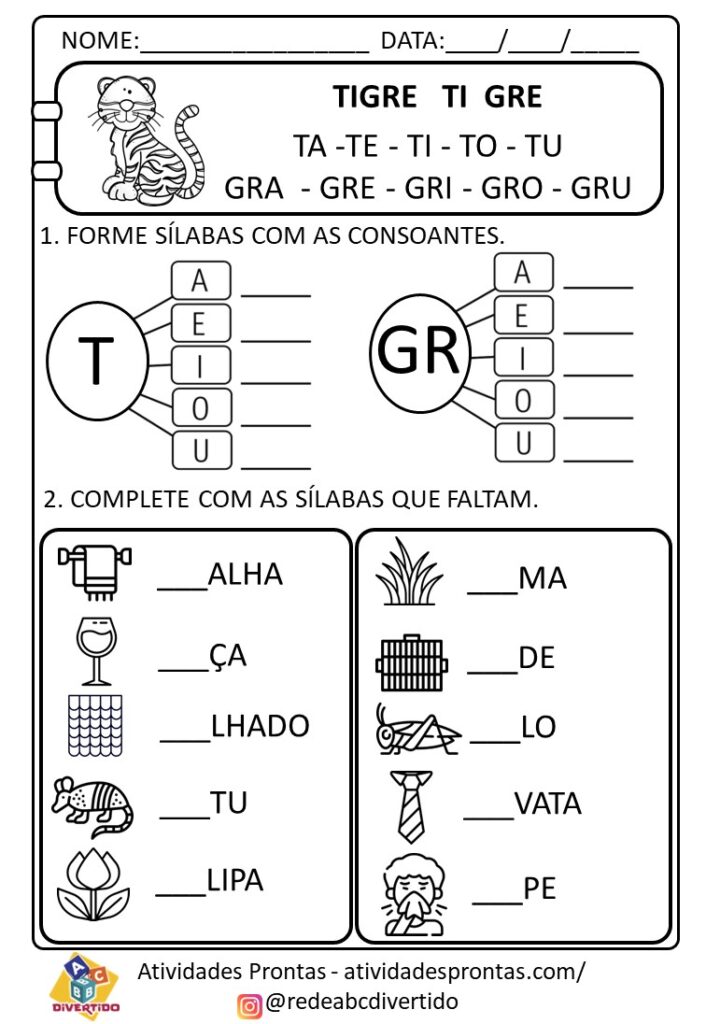 Atividades trava - língua três pratos de trigo