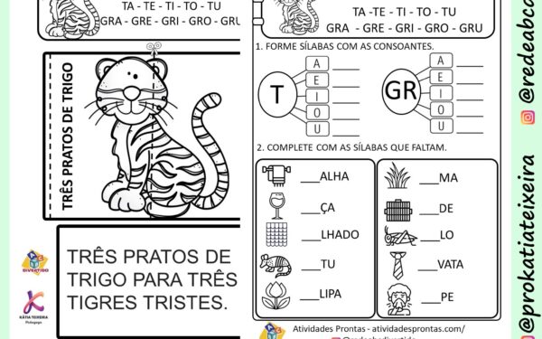 Atividades trava – língua três pratos de trigo